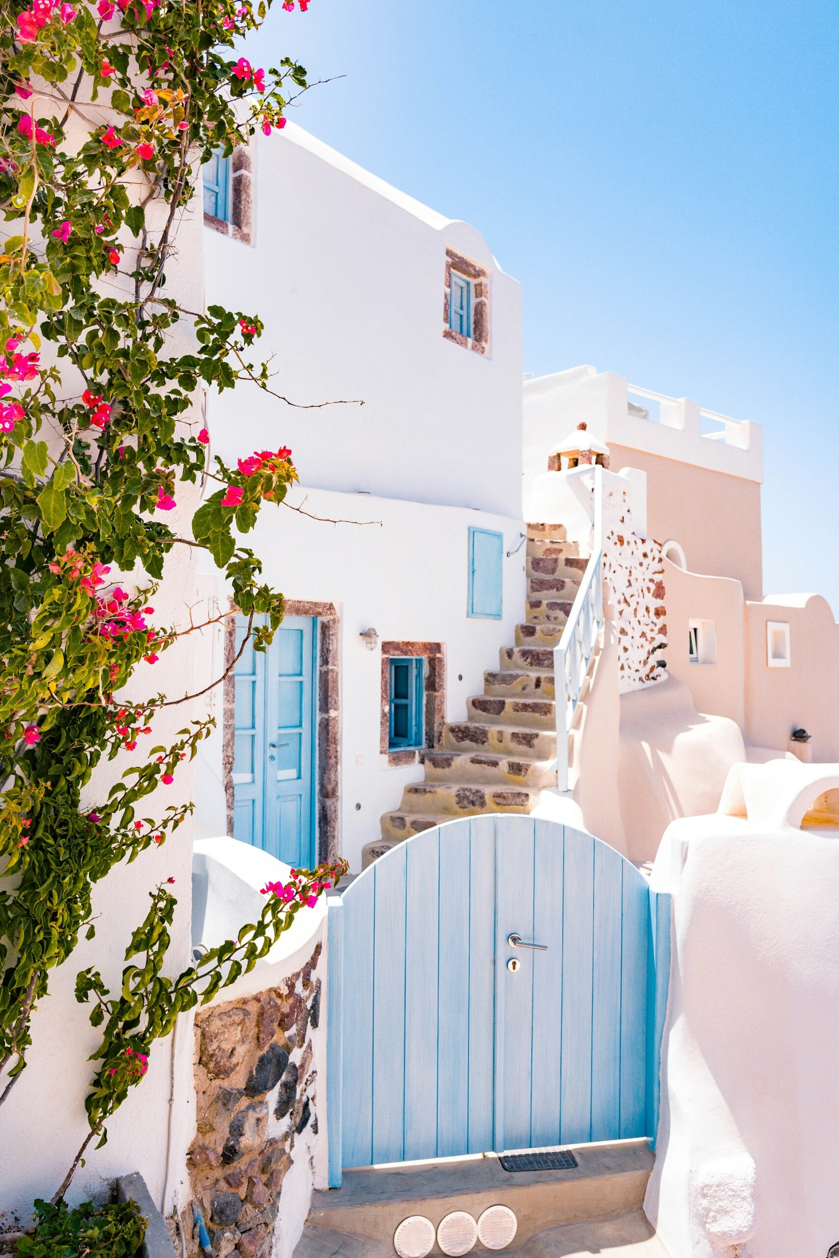 Mediterranean blue gate — authentic coastal character